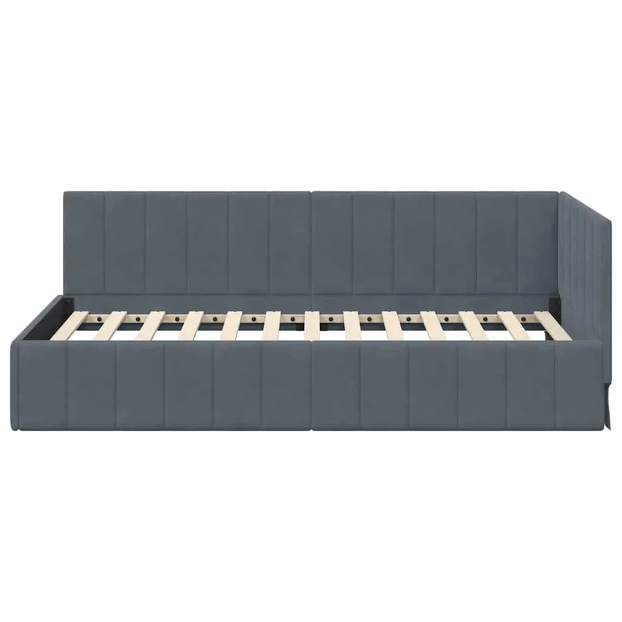 Cadre de lit d'angle Gris foncé 90 cm x 200 cm Velours - 5