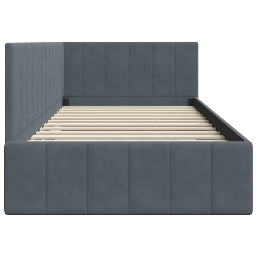 Cadre de lit d'angle Gris foncé 90 cm x 200 cm Velours - 6