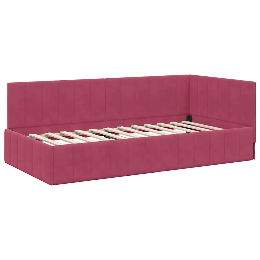 Cadre de lit d'angle Bordeaux 90 cm x 190 cm Velours - 4