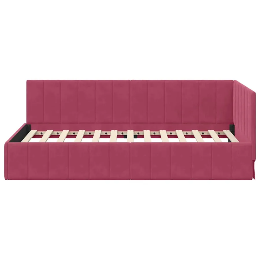 Cadre de lit d'angle Bordeaux 90 cm x 190 cm Velours - 5