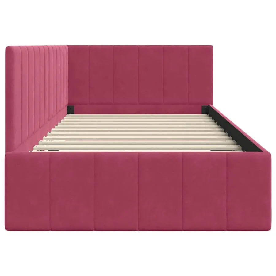 Cadre de lit d'angle Bordeaux 90 cm x 190 cm Velours - 6