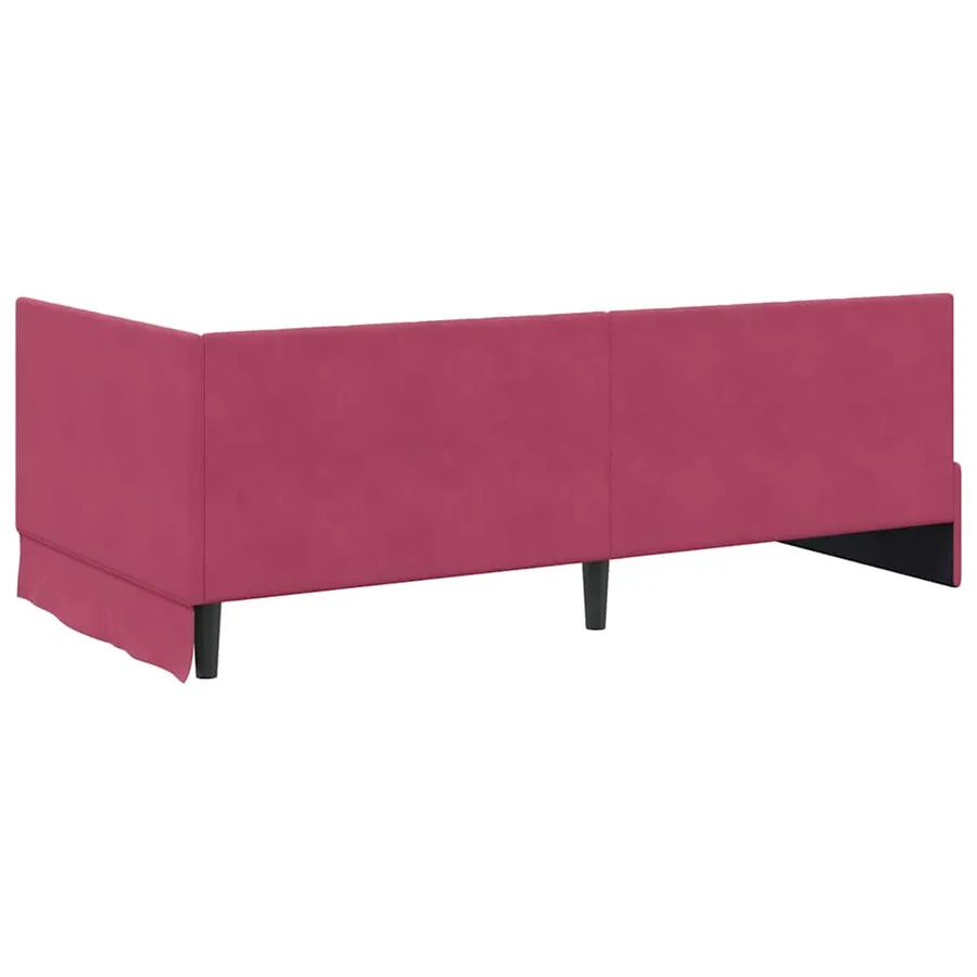 Cadre de lit d'angle Bordeaux 90 cm x 190 cm Velours - 7