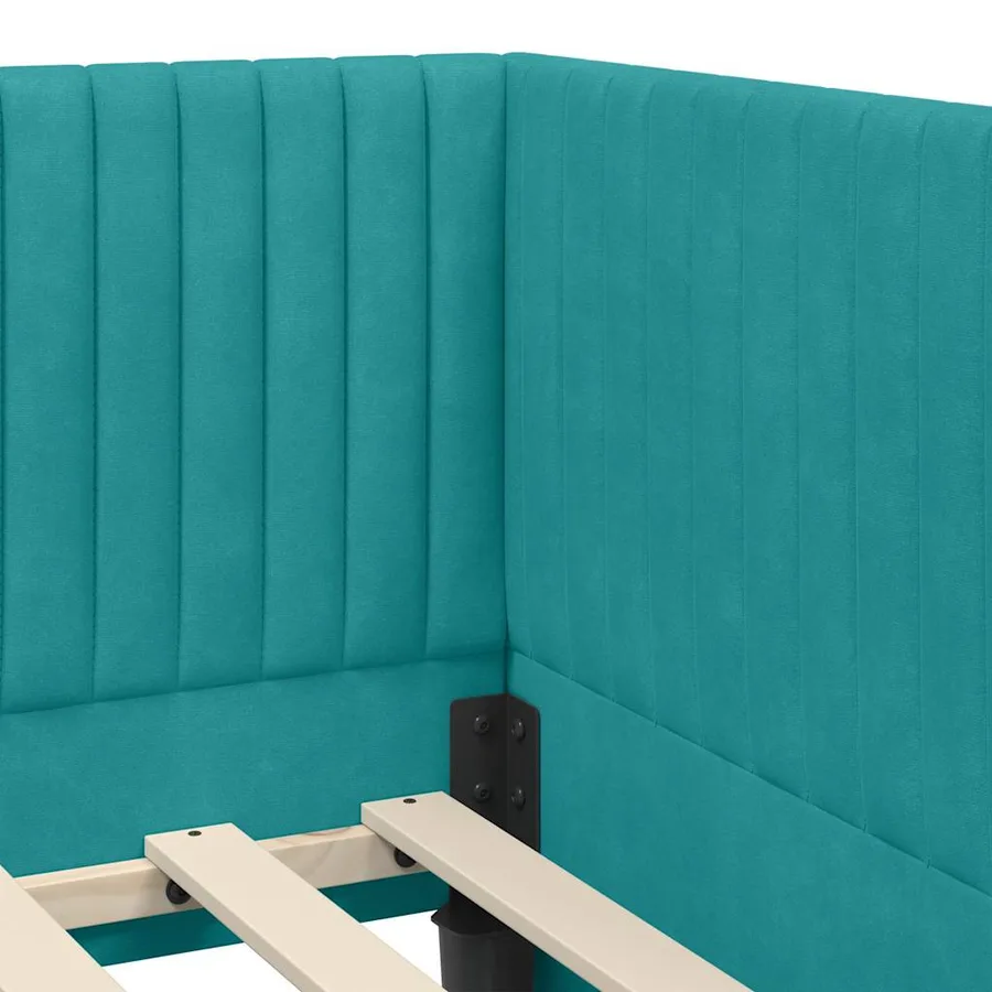 Cadre de lit d'angle avec matelas 2 pcs Turquoise Velours - 8