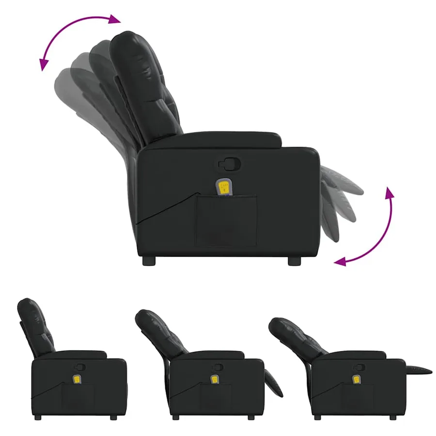 Fauteuil de massage inclinable Noir Similicuir - 8