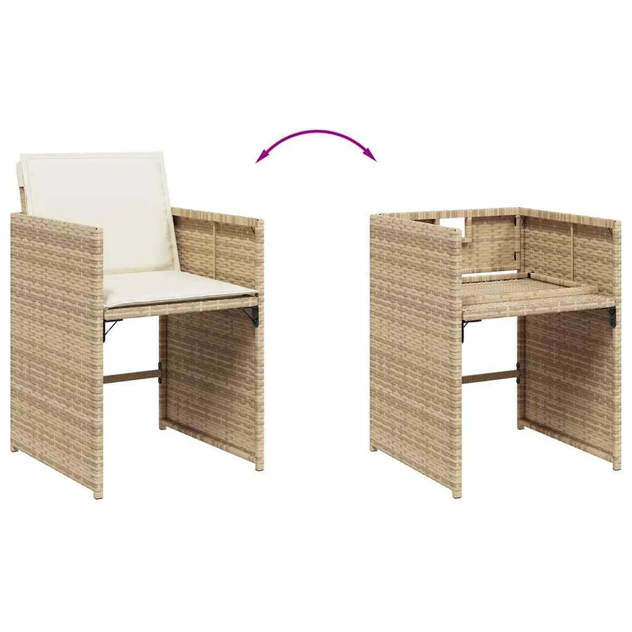 Ensemble à manger de jardin et coussins 11 pcs beige poly rotin - 6