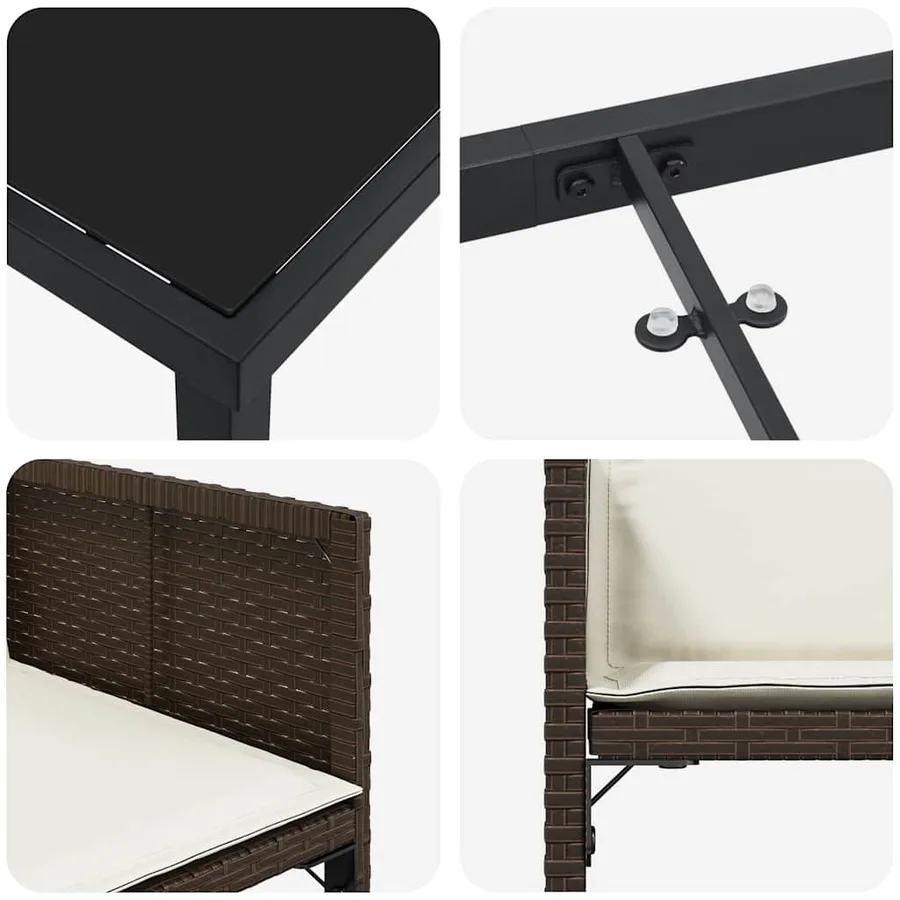 Ensemble de salle à manger pour jardin 5 pcs Marron polyrotin - 9