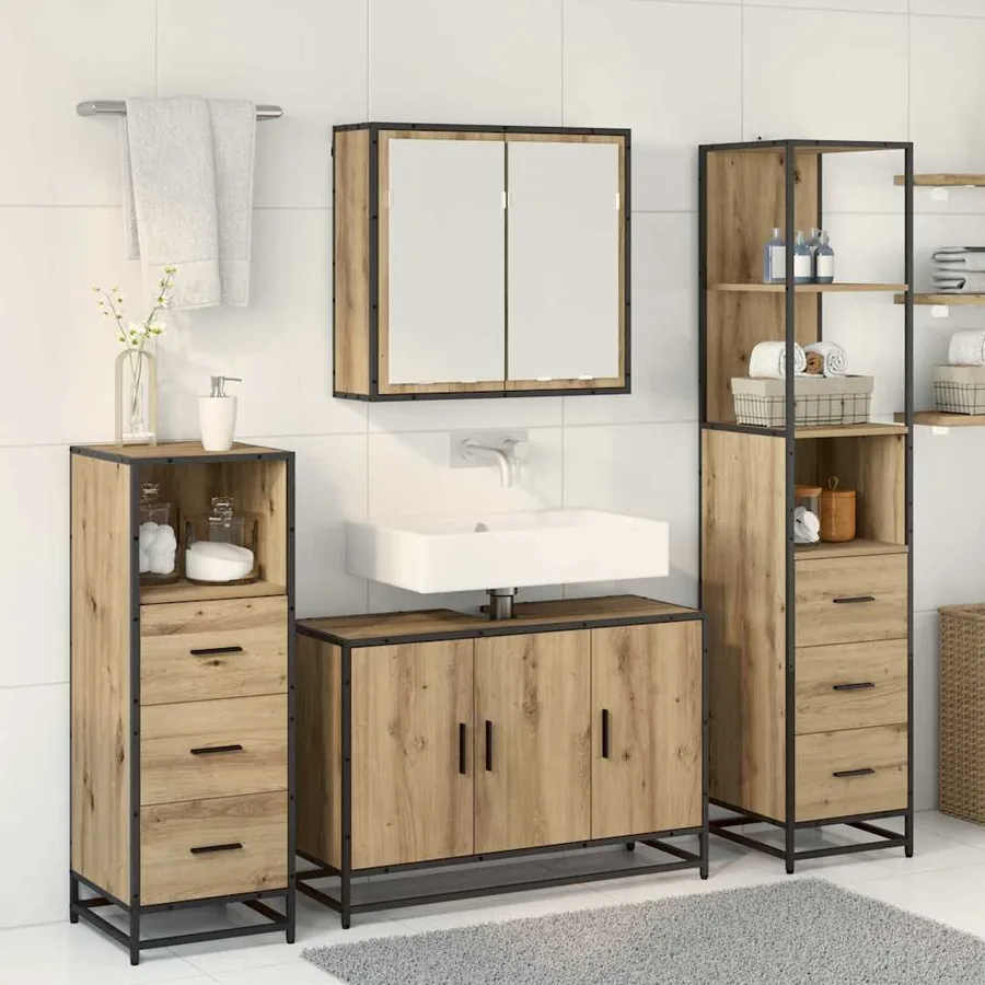 Ensemble de mobilier de salle de bain 4 pc Chêne artisanal - 4