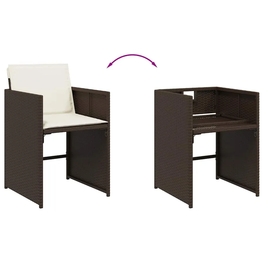 Ensemble à manger de jardin et coussins 17 pcs marron rotin - 5