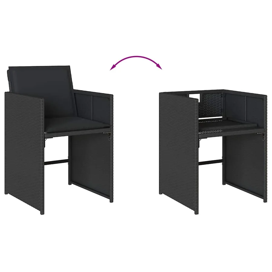 Ensemble à manger de jardin 9pcs coussins noir résine tressée - 5