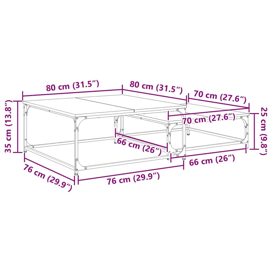 Table basse 2 pcs Chêne artisanal 80 x 80 x 35 cm - 12