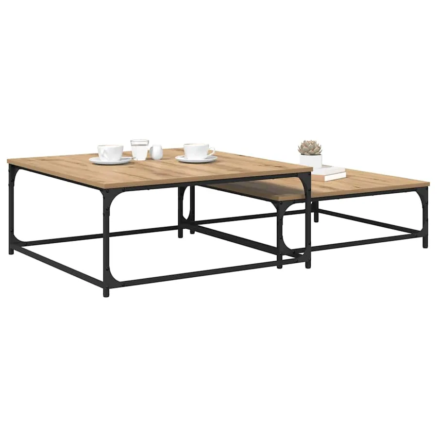 Table basse 2 pcs Chêne artisanal 80 x 80 x 35 cm - 3