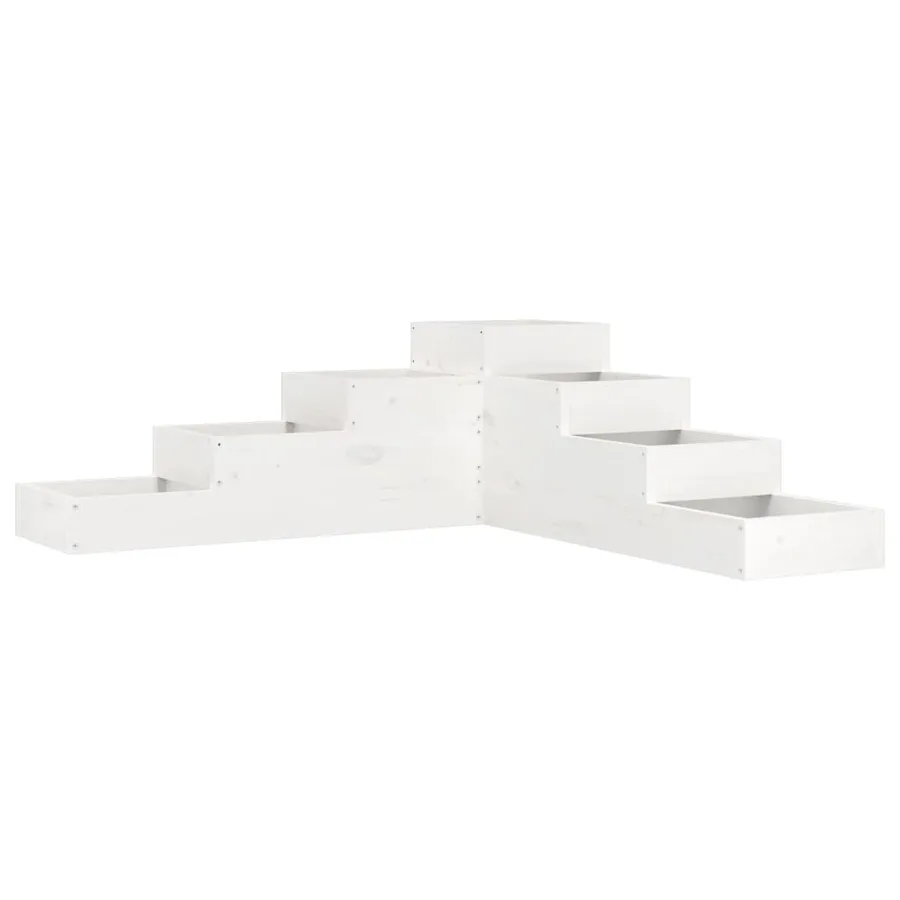 Jardinière 4 niveaux 106x104,5x36 cm blanc bois de pin massif - 2