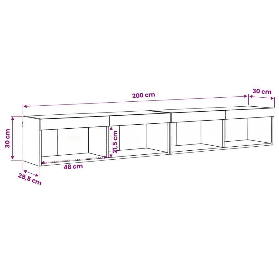 Meuble TV mural 100 x 30 x 30 cm Chêne artisanal - 16