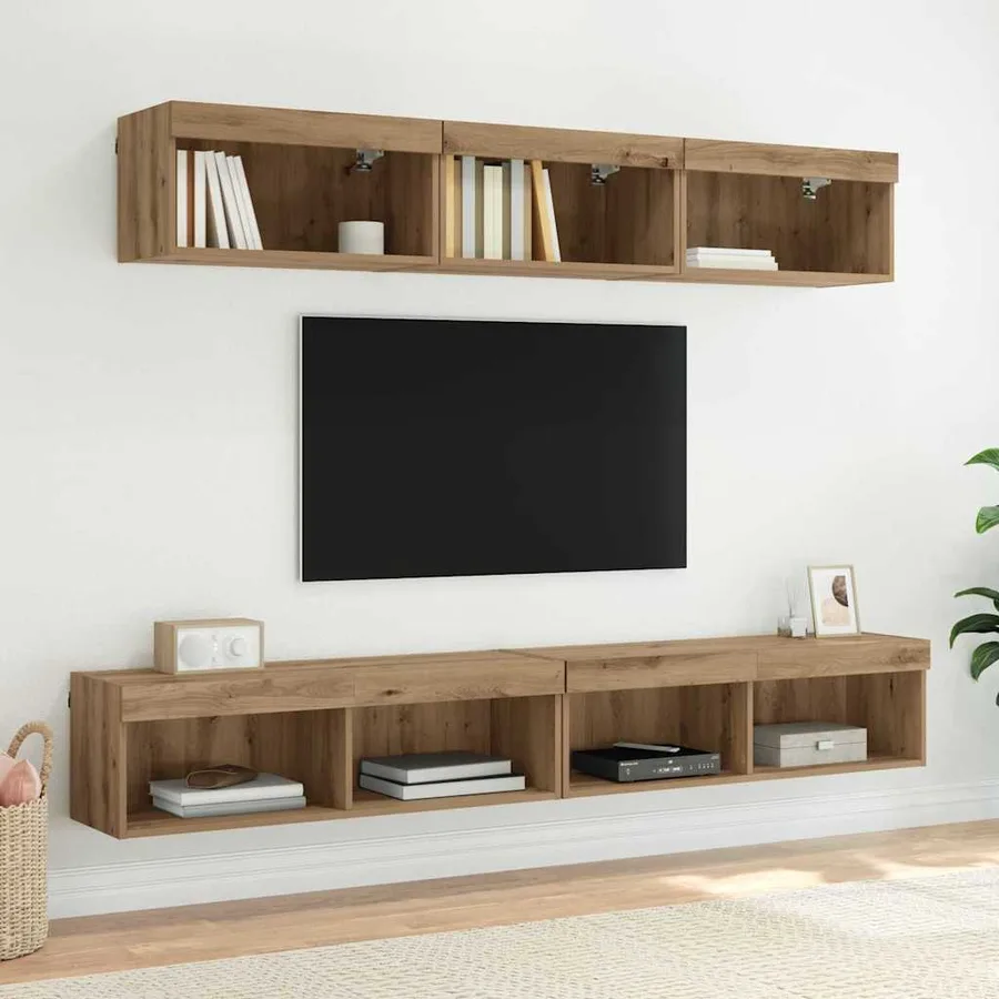 Meuble TV mural 100 x 30 x 30 cm Chêne artisanal - 6