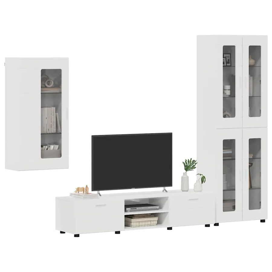 Ensemble meuble TV avec tiroir FLORIN 3 pcs Blanc brillant - 3