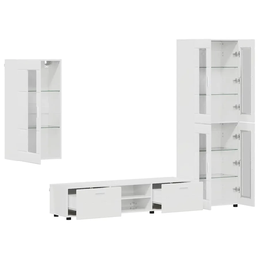 Ensemble meuble TV avec tiroir FLORIN 3 pcs Blanc brillant - 5