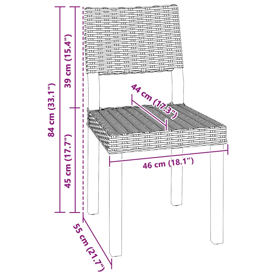 Chaise de salle à manger 2 pcs Rattan Kubu Blanchiment - 11