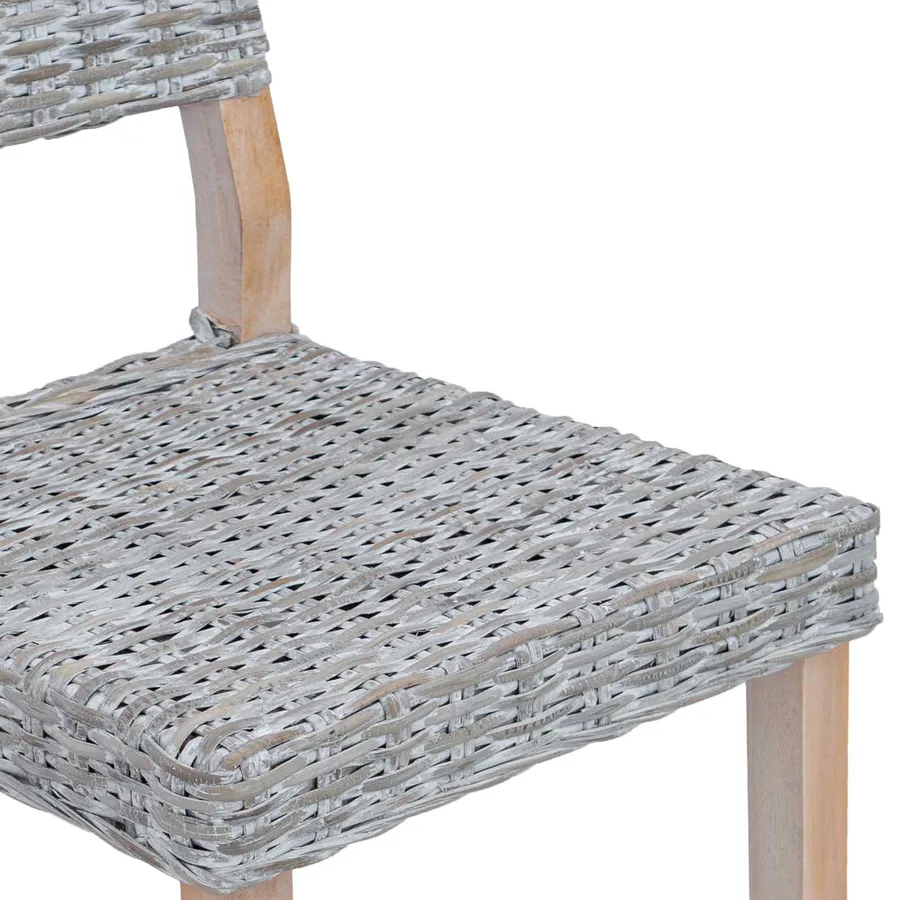Chaise de salle à manger 2 pcs Rattan Kubu Blanchiment - 9