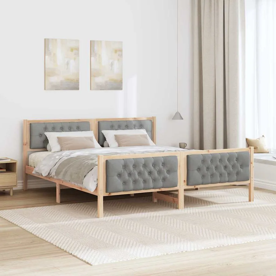 Cadre de lit Gris clair 180 x 200 cm Pin massif - 4