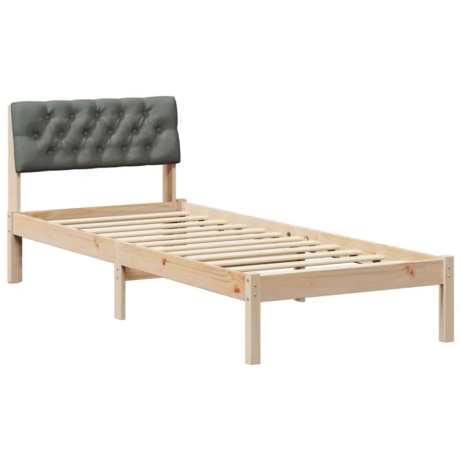 Cadre de lit avec tête de lit marron et gris foncé 75 x 190 cm - 2