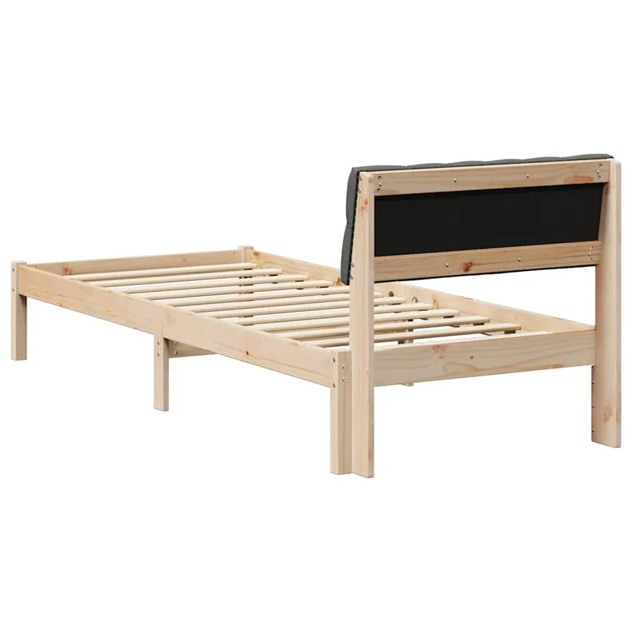 Cadre de lit avec tête de lit marron et gris foncé 75 x 190 cm - 7