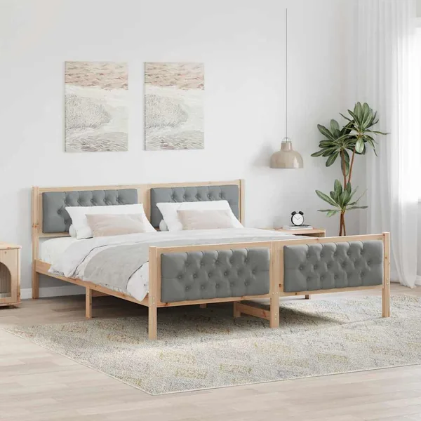 Cadre de lit Gris clair 160 x 200 cm Pin massif