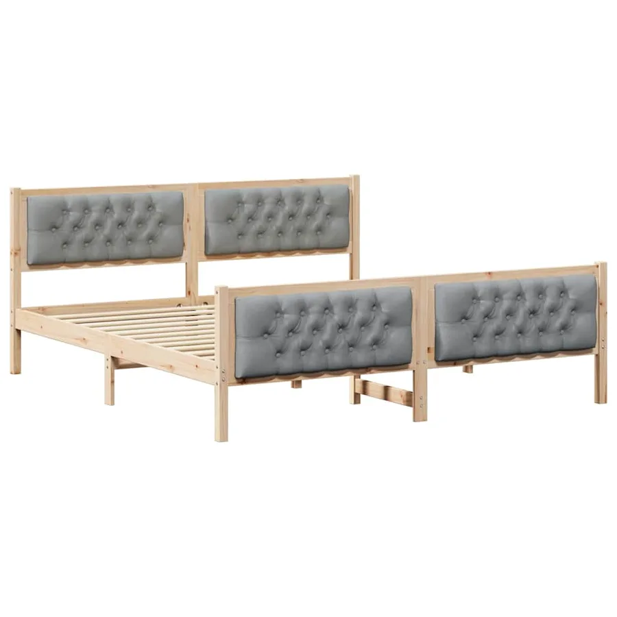 Cadre de lit Gris clair 160 x 200 cm Pin massif - 2