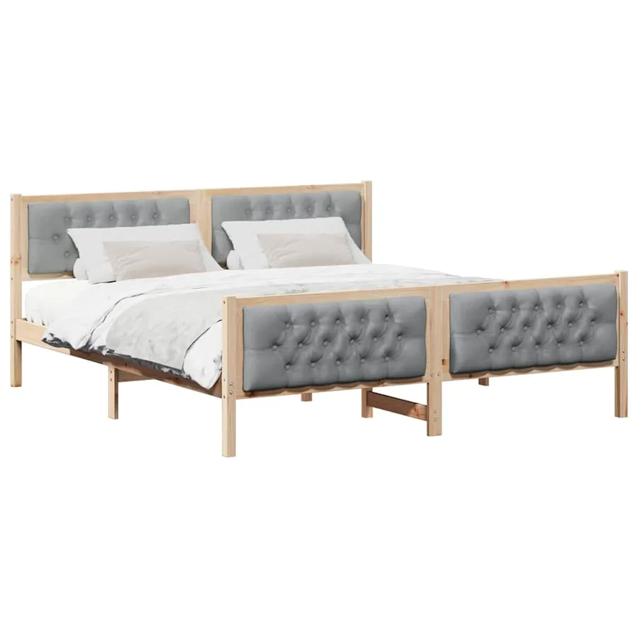 Cadre de lit Gris clair 160 x 200 cm Pin massif - 3