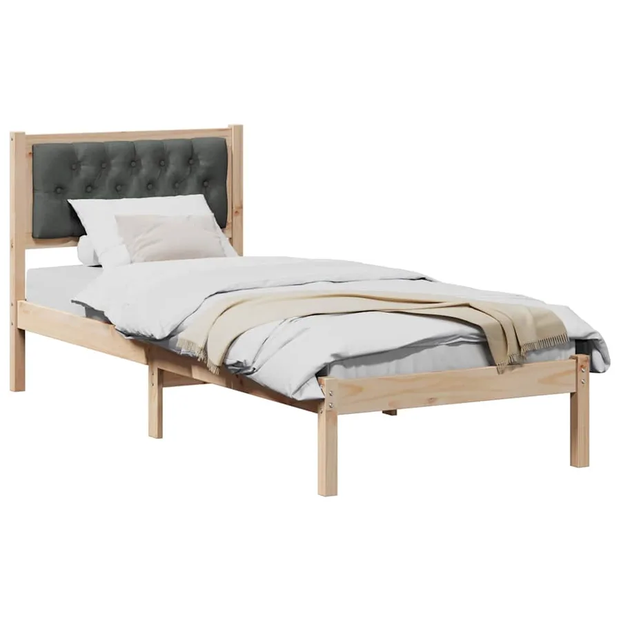 Cadre de lit avec tête de lit Gris foncé 90 x 190 cm Pin massif - 3