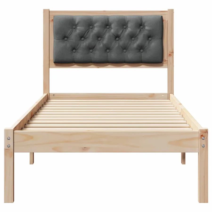 Cadre de lit avec tête de lit Gris foncé 90 x 190 cm Pin massif - 5