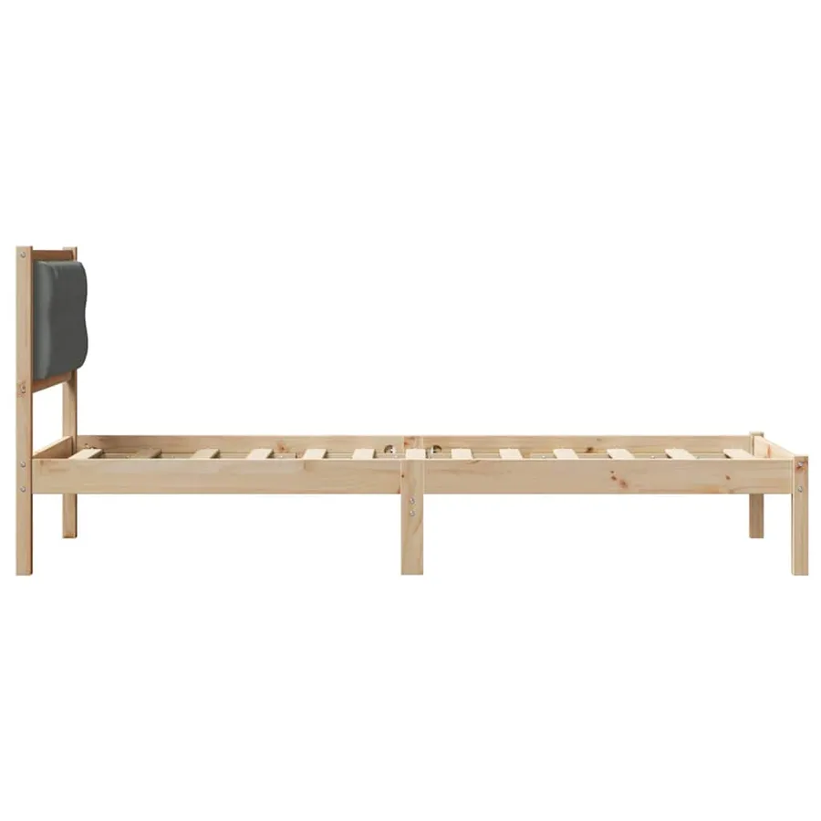 Cadre de lit avec tête de lit Gris foncé 90 x 190 cm Pin massif - 6