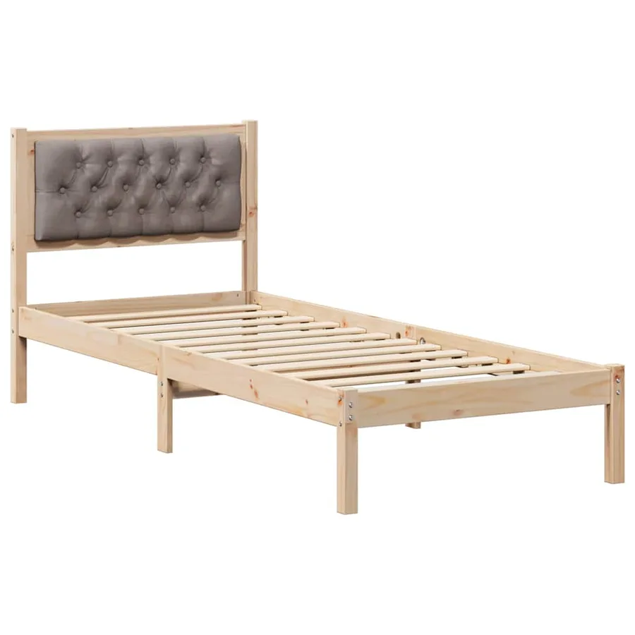 Cadre de lit avec tête de lit Taupe 90 x 190 cm Pin massif - 2