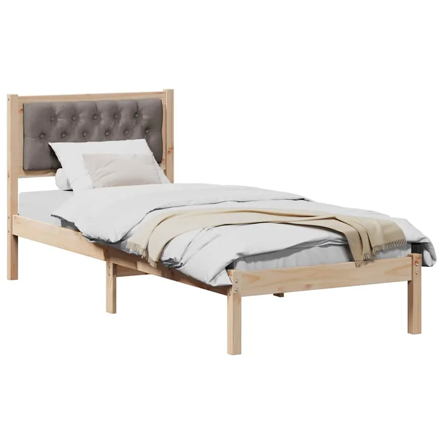 Cadre de lit avec tête de lit Taupe 90 x 190 cm Pin massif - 3