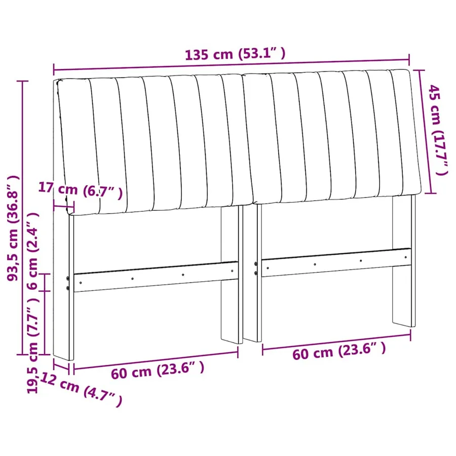 Tête de lit capitonnée Gris clair 135 cm Pin massif - 11