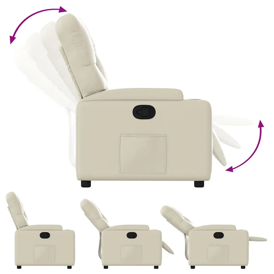 Fauteuil inclinable Crème Similicuir - 4