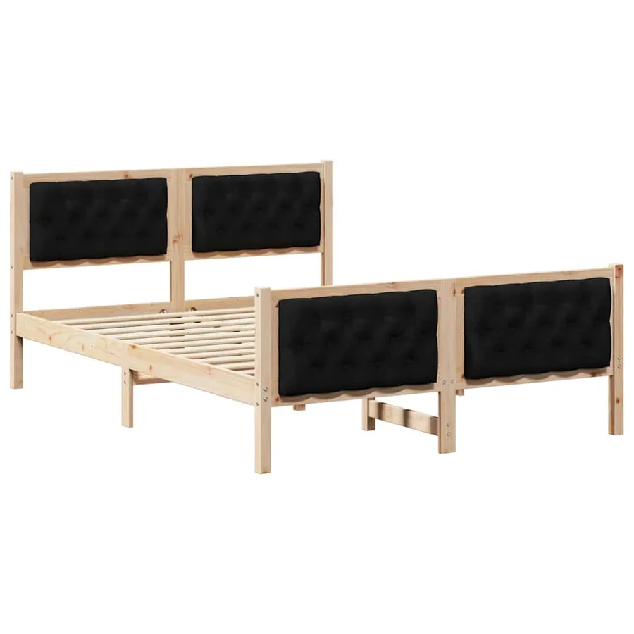 Cadre de lit avec tête de lit Noir 140 x 200 cm Pin massif - 2