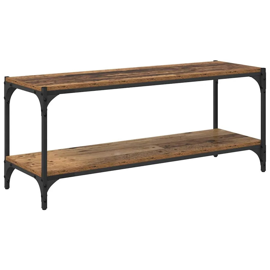 Meuble TV Bois Ancien 100x33x41cm Bois d'ingénierie et fer - 2