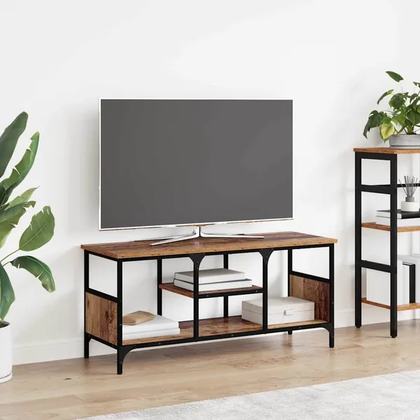 Meuble TV Bois Ancien 100 x 35 x 45 cm Bois d'ingénierie et fer