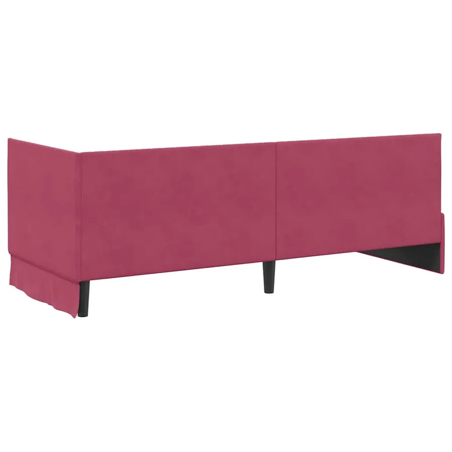 Cadre de lit d'angle Bordeaux 80 cm x 200 cm Velours - 7