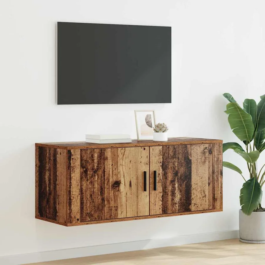 Meuble TV mural Montage mural Bois Ancien 100 x 34,5 x 40 cm