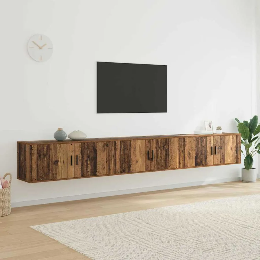 Ensemble de meuble TV mural 3 pcs Bois Ancien Bois d'ingénierie
