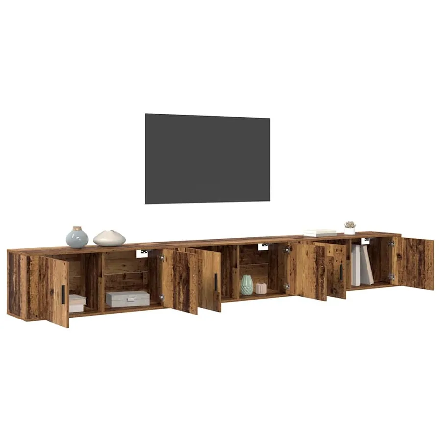 Ensemble de meuble TV mural 3 pcs Bois Ancien Bois d'ingénierie - 3