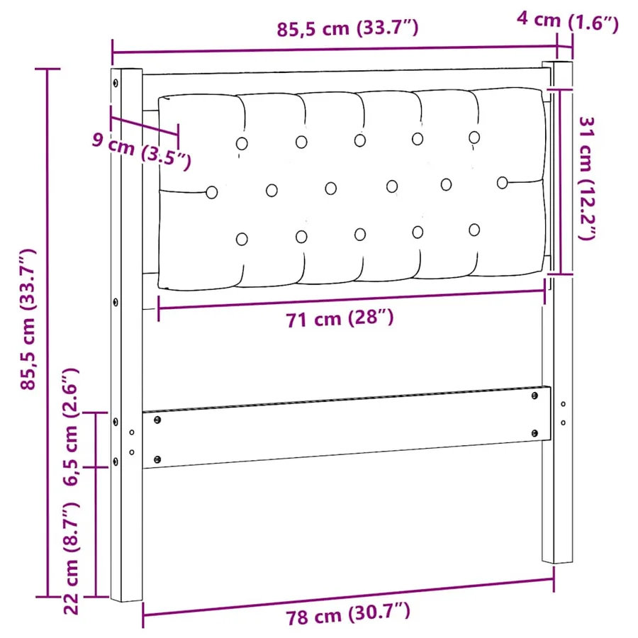 Tête de lit Autre Marron et gris clair 80 cm Bois massif en pin - 11