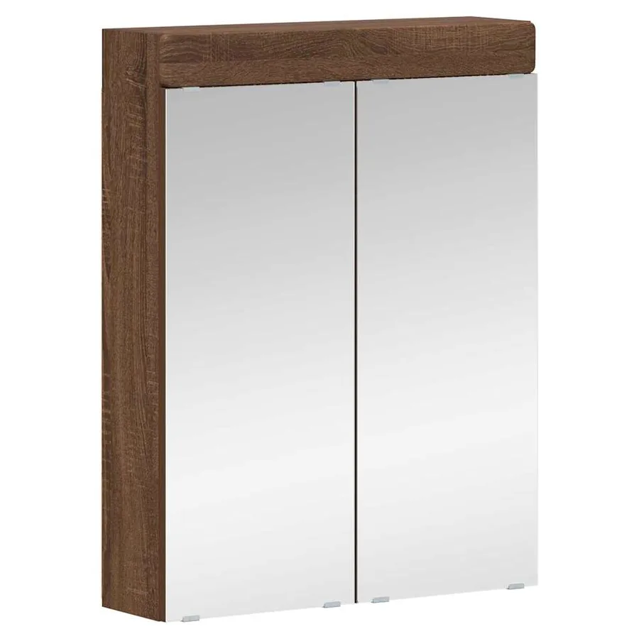 Amoire de salle de bain avec miroir avec porte TULUM Chêne brun - 2