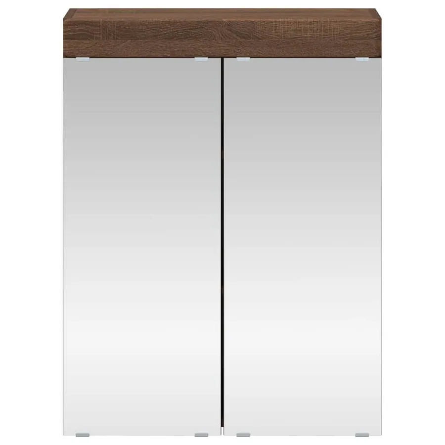 Amoire de salle de bain avec miroir avec porte TULUM Chêne brun - 6