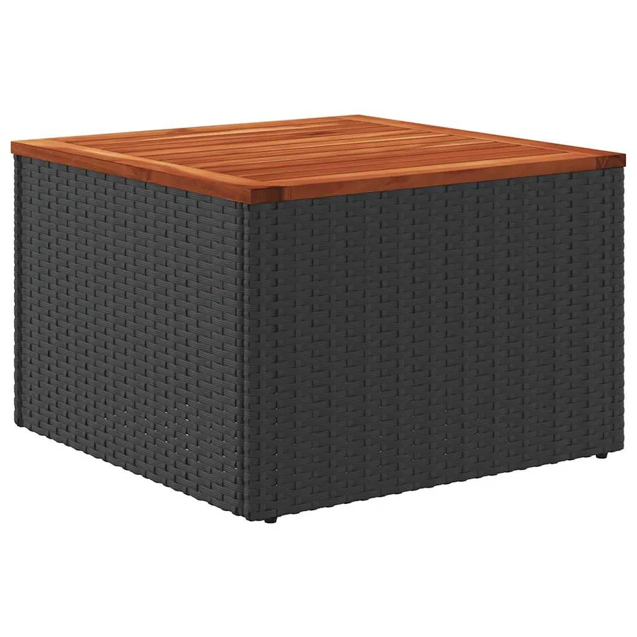 Table de jardin noire 55 x 55 x 37 cm en résine tressée et bois d'acacia - 6