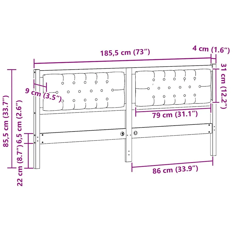 Tête de lit Autre Blanc et gris clair 160 cm Bois massif en pin - 11