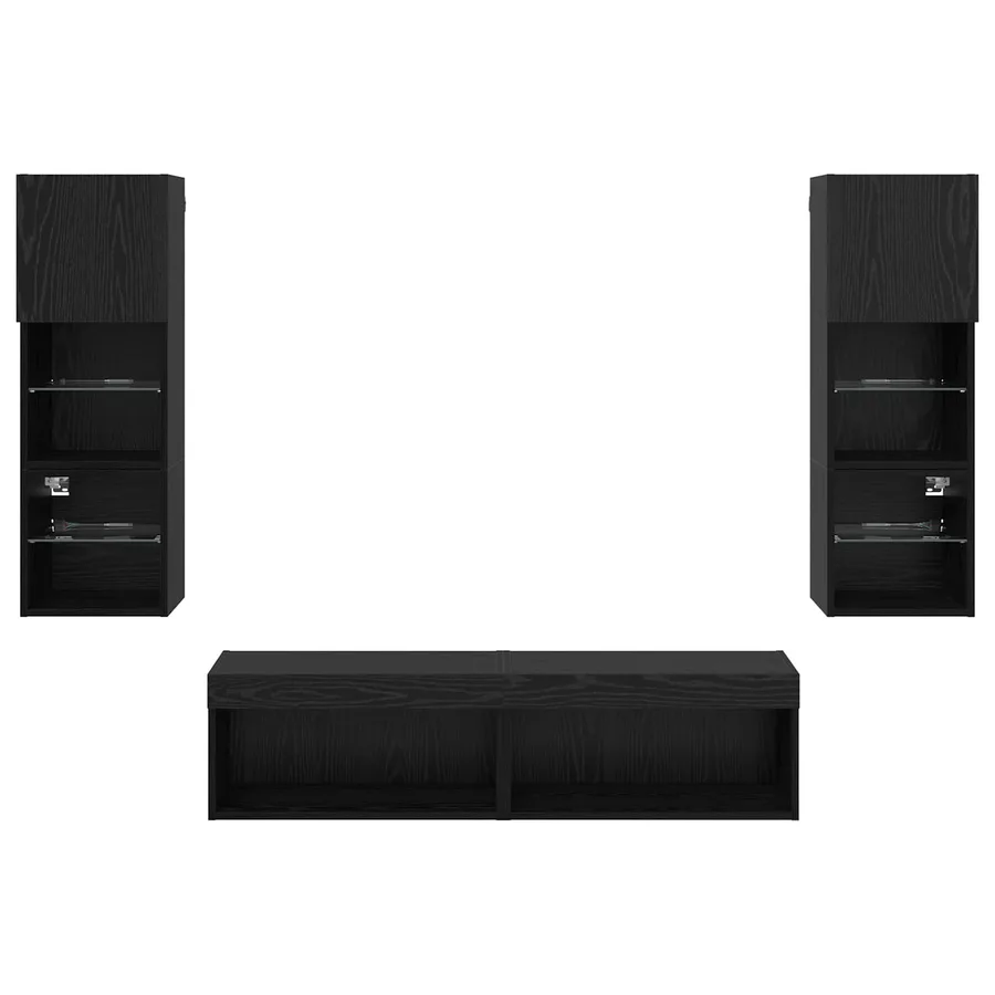 Unité murale de TV 6 pcs Chêne noir Bois d'ingénierie - 8