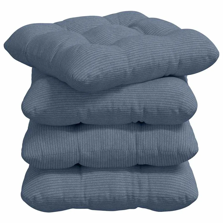 Coussins de siège 4 pcs Bleu 45 x 45 cm Tissu en velours côtelé - 2