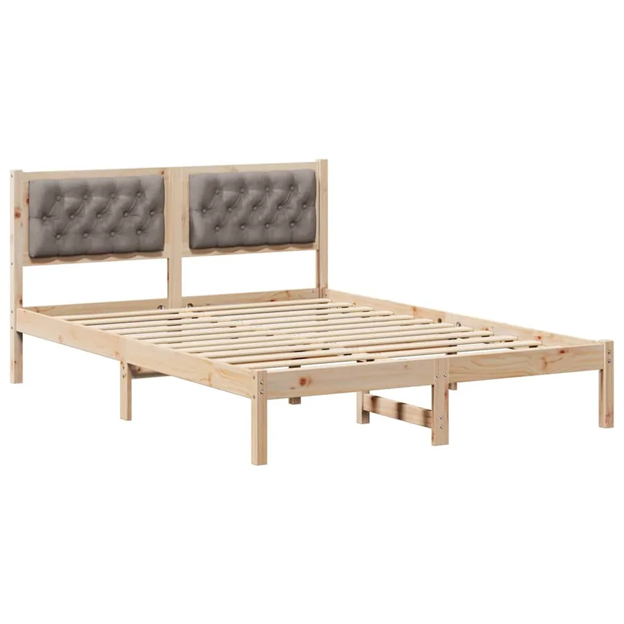 Cadre de lit avec tête de lit Taupe 150 x 200 cm Pin massif - 2